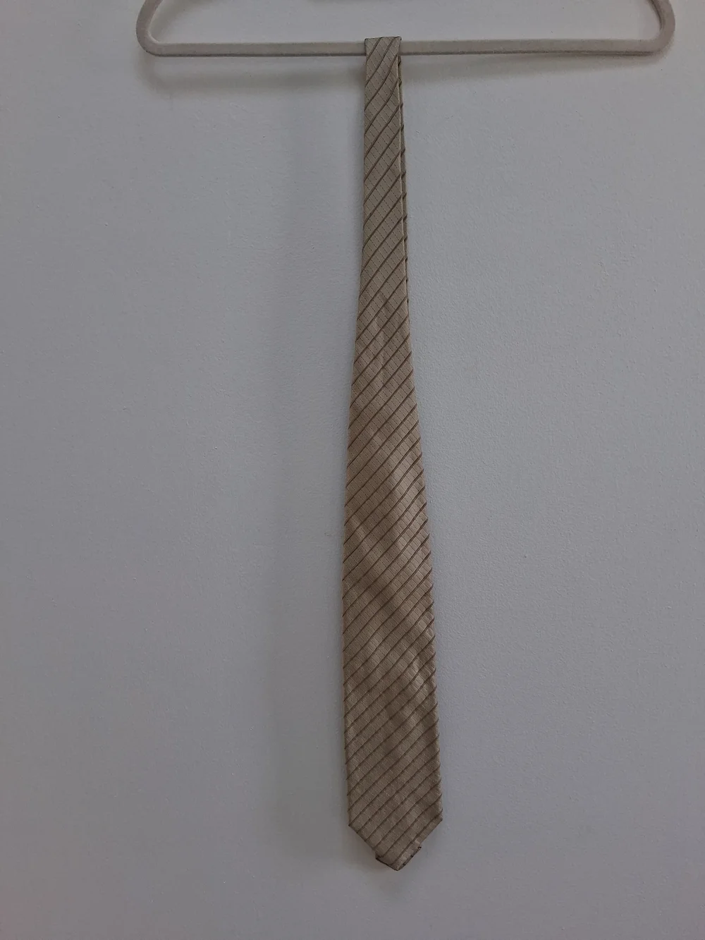 Emporio Armani Pure Silk Jacquard    Striped Tie Beige  Classic Elegant Designer